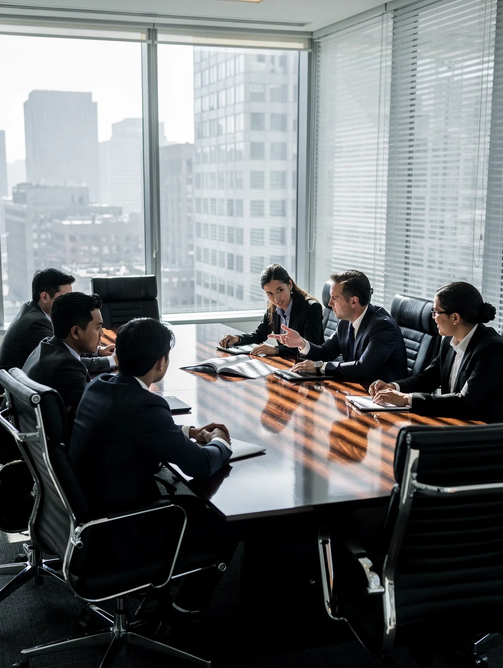 Advisors and clients in an executive strategy consultation
